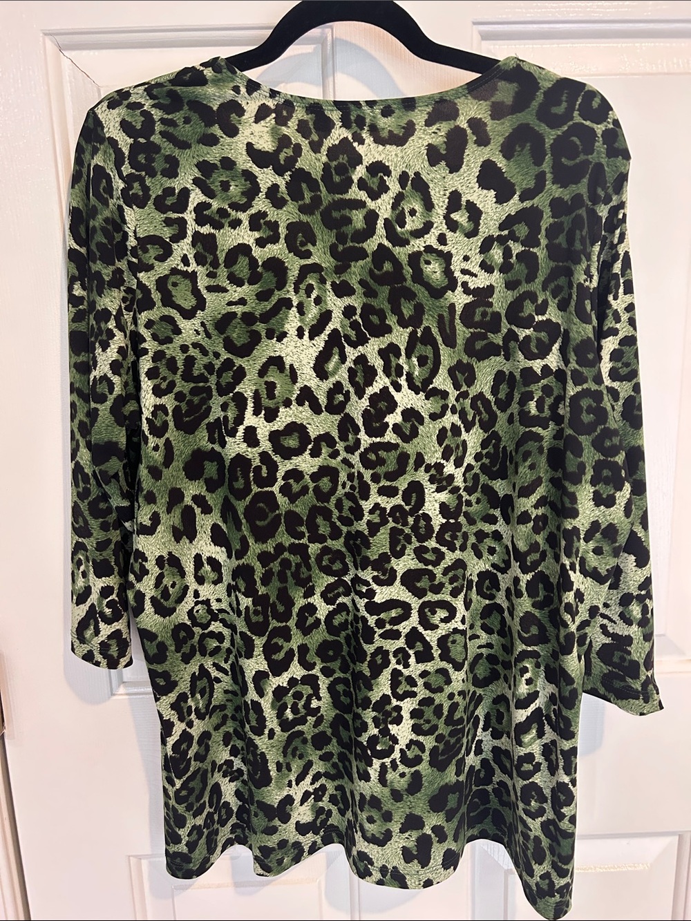 Susan Graver Olive and Black Leopard-Print Square Neck Tunic - Picture 3 of 3